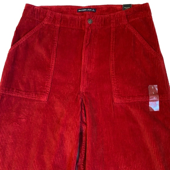 NWT Abercrombie & Fitch Red Wide Corduroy Pants - Picture 5 of 14